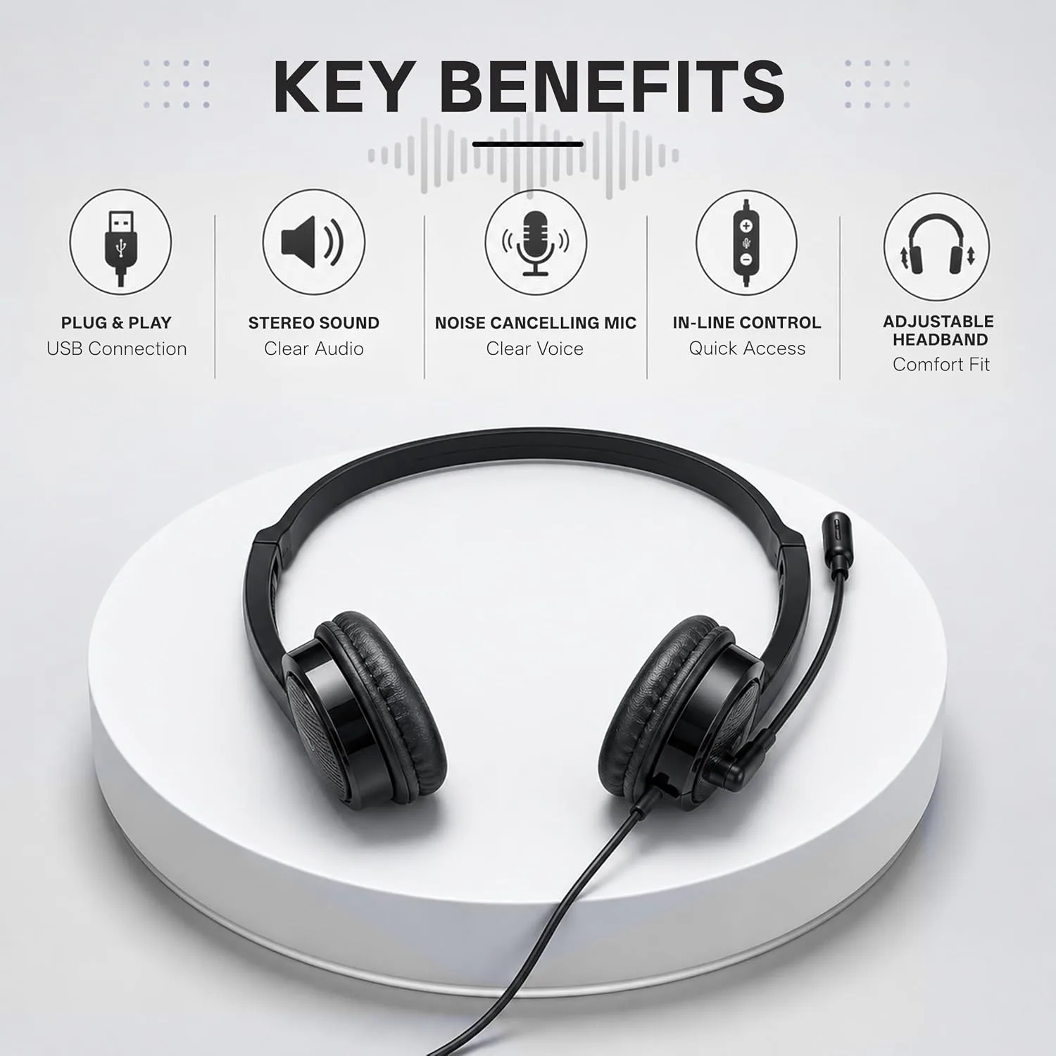 RAPOO H120 Wired Stereo Headset USB Black